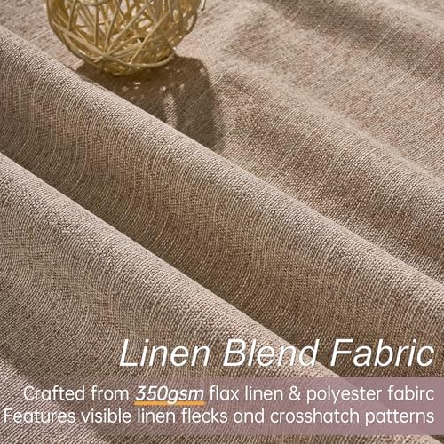 Topfinel Linen Blackout Curtains 96 Inch Long, Light Blocking Rustic
