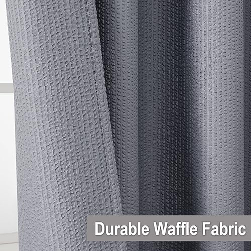 OVZME Berry Grey Waffle Shower Curtain, 3D Embossed Textured Grey