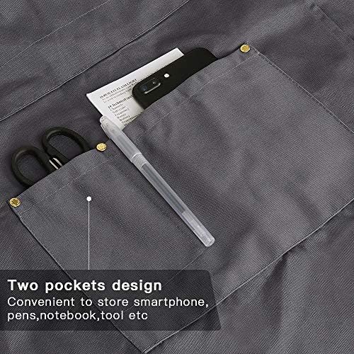 2 Pieces Pottery Apron,Split Apron with Adjustable Straps M-XXL,Black