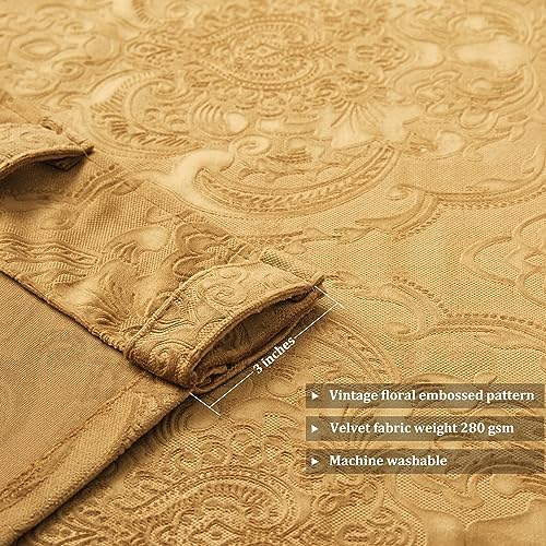 GIGIZAZA Gold Velvet Curtains 120 Inch 2 Panels for Living Room