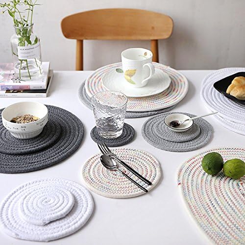 12-inch Round Place Mats, Cotton & Polyester Round Woven Place Mats