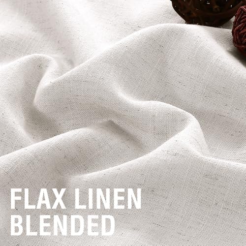 H.VERSAILTEX Linen Semi Sheer Curtains 96" L for Living Room, Natural