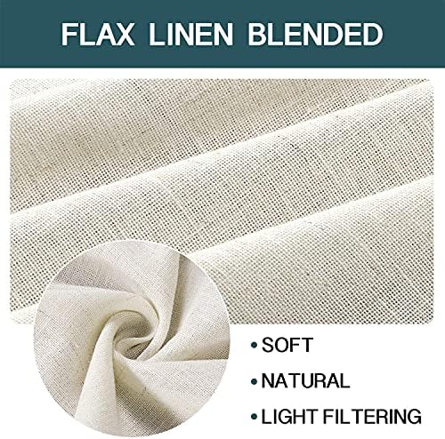 FantasDecor Ivory White Linen Sheer Curtains 96 inch Long for Bedroom