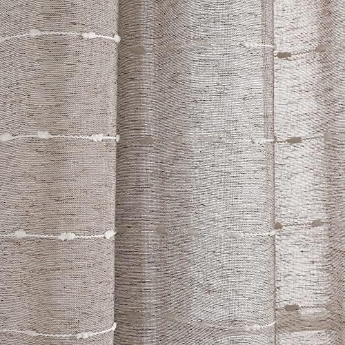 Lush Decor Farmhouse Textured Grommet Sheer Window Curtain Panel Pair
