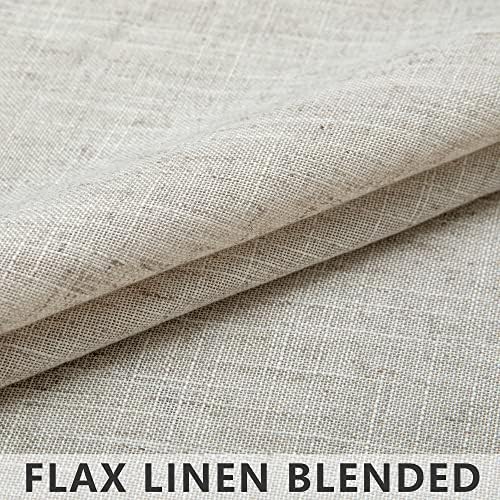 Mrs.Naturall 72 Inch Length Linen Sheer Curtains for Living Room, Rod