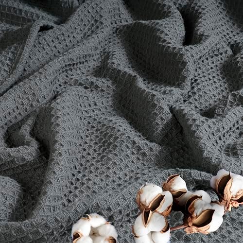 100% Cotton Blanket King Size, Grey, 90x108 Inches