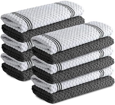 Infinitee Xclusives Multi-Pack Bundle of Grey Kitchen Towels Includes