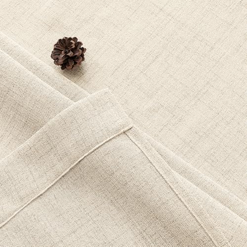 MIULEE Faux Linen Curtains 63 Inch Length 2 Panels Natural Cream Beige