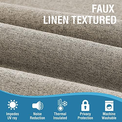 H.VERSAILTEX 100% Blackout Linen Look Curtains for Bedroom 84 inch