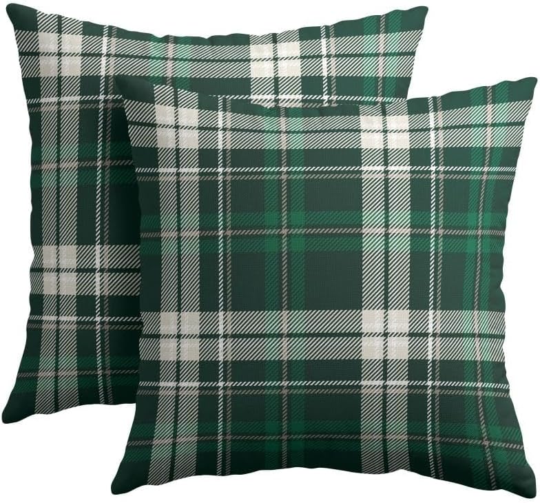 Christmas Throw Pillow Covers 22x22 Set of 2 Winter Green Buffalo