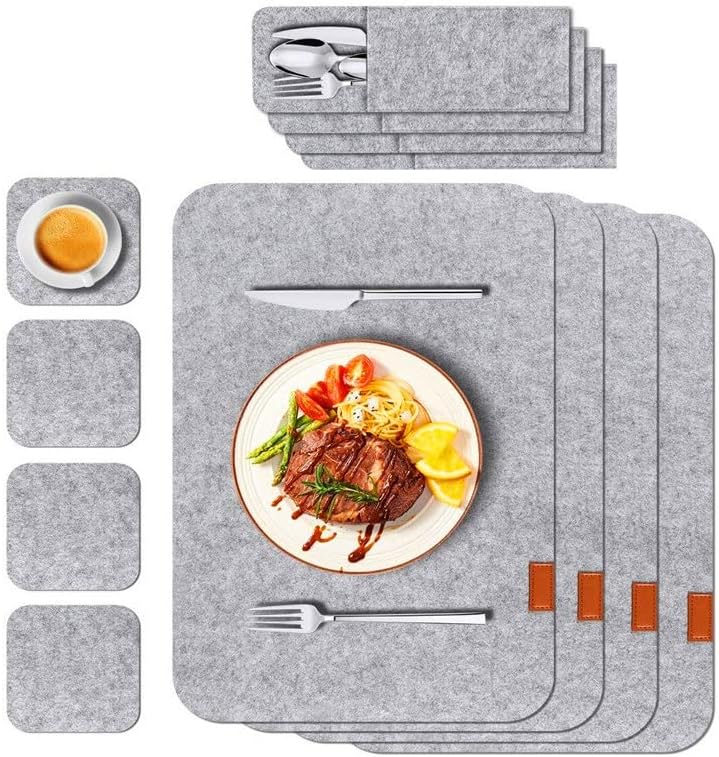 HERCHR Placemats Set of 24, Placemat with Coasters Tableware Bag Heat