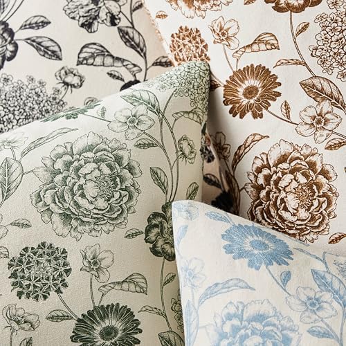 Botanical Throw Pillow Covers Set of 2, 22x22 Inch Light Blue