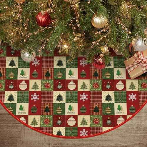 AVOIN colorlife 36 Inch Plaid Christmas Tree Skirt