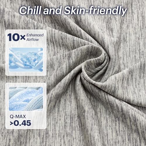 OMERAI 4PCS Cooling Sheet Set Queen Size, Breathable Bed Sheets, Grey