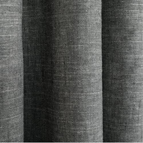 TWOPAGES 52W x 108L Inches Linen Cotton Curtain Heavyweight Breathable