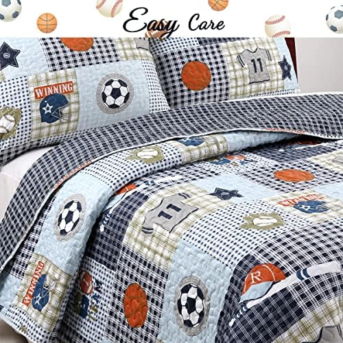 Cozy Line Home Fashions Blue Sports Baseball Basketball Soccer Ball