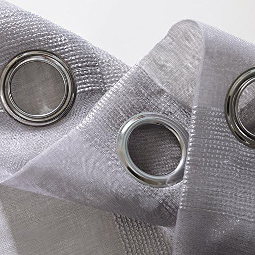 ELEOPTION 2 Piece Long Sheer Window Curtain Grommet Panels, Pure Color