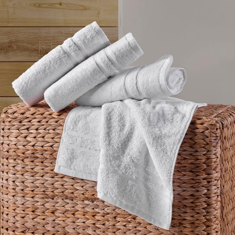 Hawmam Linen Hand Towels for Bathroom, Turkish Cotton, 4 Pack, White