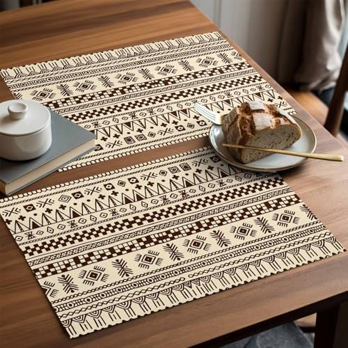 Placemats Set of 8, Boho Woven Placemat, Linen Place Mats for