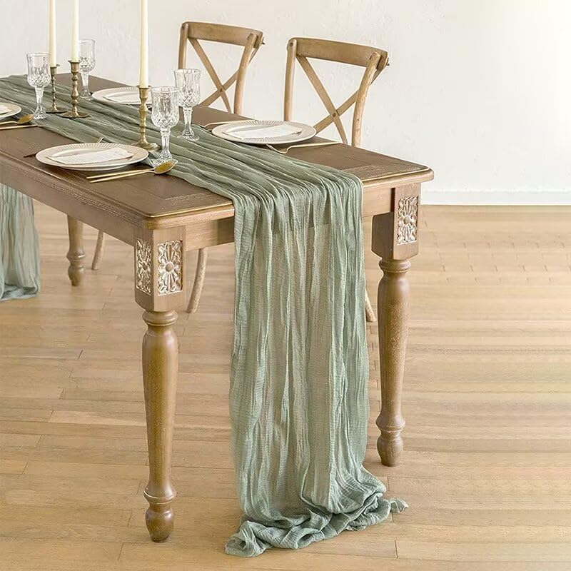 Light Gray Cheesecloth Table Runner Easter Spring Boho Rustic 10ft