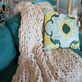 Luxury Chenille Chunky Knit Blanket - Soft Knitted Yarn Blanket Large