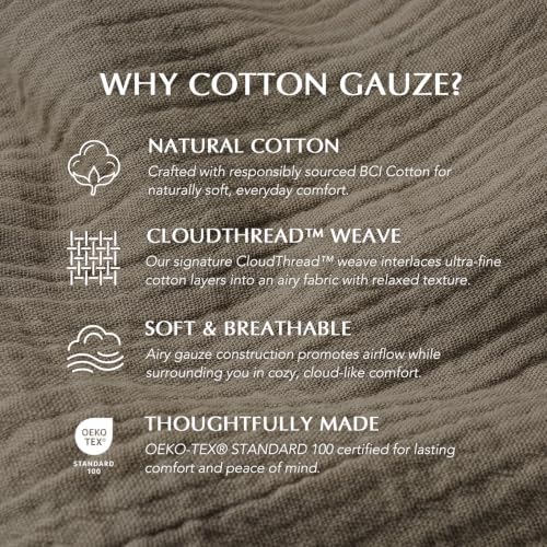 EverGrace Cotton Gauze Muslin Quilt Set, King, Stone Taupe