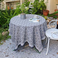 Cotton Linen Tablecloth with Tassels, 71 x 71 Inch Square Boho Table