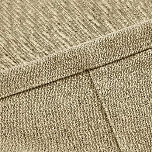 Frelement Tan Linen Curtains Back Tab & Rod Pocket Indoor Drapes