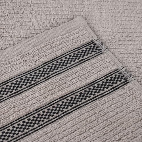 Impressions Brea Zero Twist Cotton Ribbed Geometric Border Towels