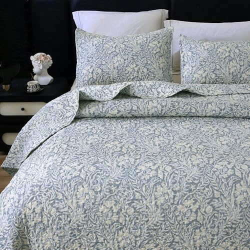 DURLENGEN Botanical Quilt California King Size,Reversible Bedding