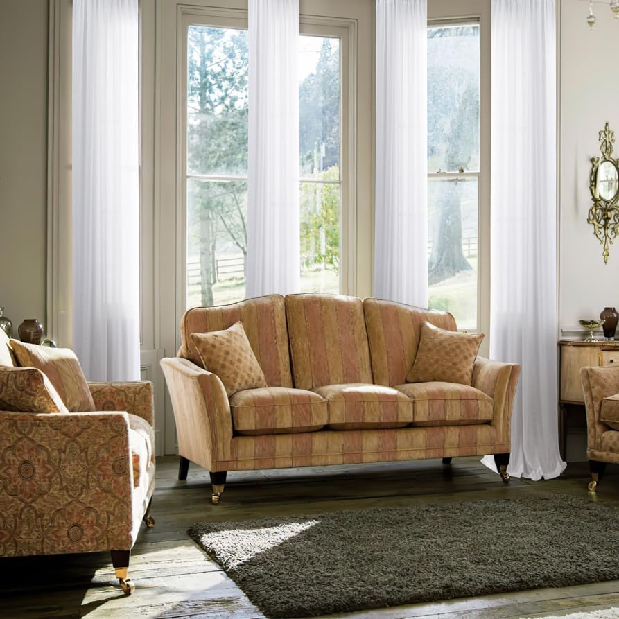 KOUFALL 90 Inch White Linen Curtains, Textured Semi Sheer Curtains for