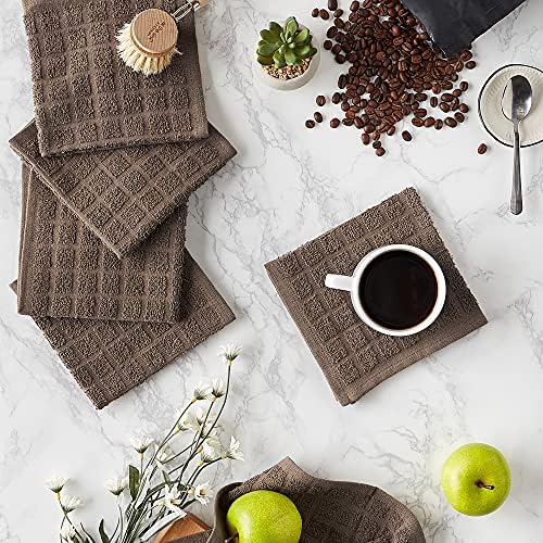 DII Basic Terry Collection Solid Windowpane Dishcloth Set, 12x12