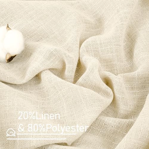 LAMIT Beige Linen Sheer Curtains 84 Inch Length for Living Room 2