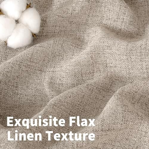 YoungsTex 68 Inch Length Burlap Linen Curtains 2 Panels Set for Living