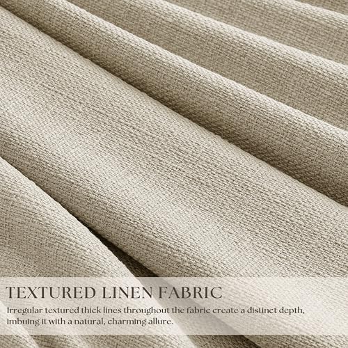 Extra Wide Oatmeal Beige Blackout Sliding Glass Door 108 Inch Curtains
