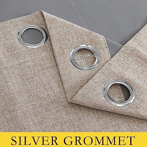 NICETOWN Oatmeal Bedroom Full Blackout Linen Curtain Panels Set of 2