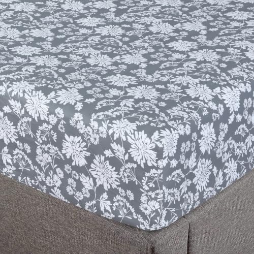 Feather & Stitch 1 Piece Fitted Sheet King Size, 100% Cotton Damask