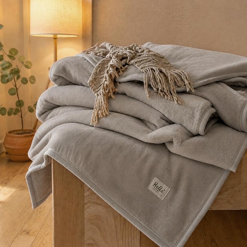 INFLAG Fleece Throw Bed Throw Blanket (60"x80",Gray)