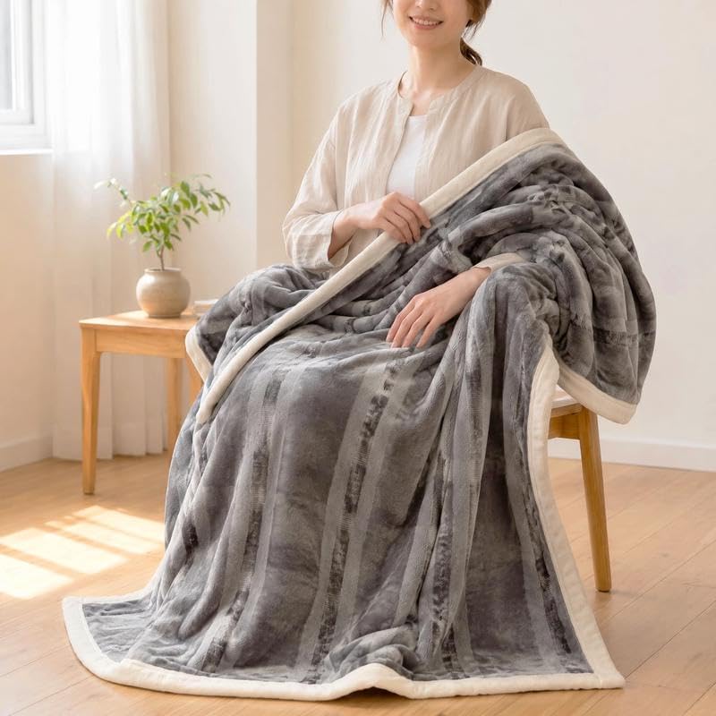 INFLAG Fluffy Throw Blanket Warm Lightweight (60"x80",Gray)