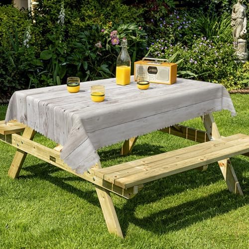Vintage Grey Wood Rectangle Tablecloth, 60x120 Inch Natural Wooden