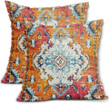Orange Teal Boho Vintage Pillow Covers 20X20 Inch Bohemian Carpet