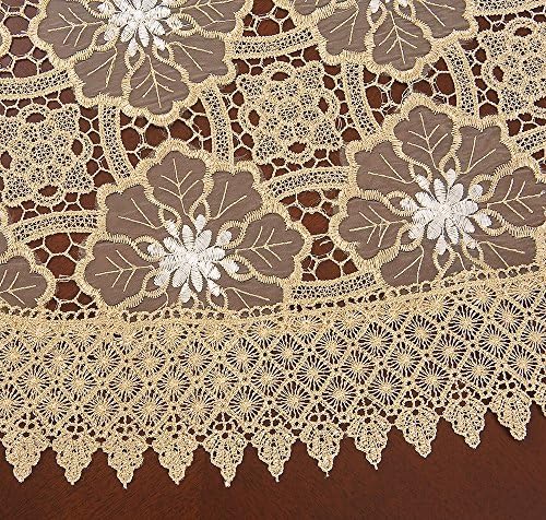 Simhomsen Beige Embroidered Lace Tablecloth for Dining Table 60 ×