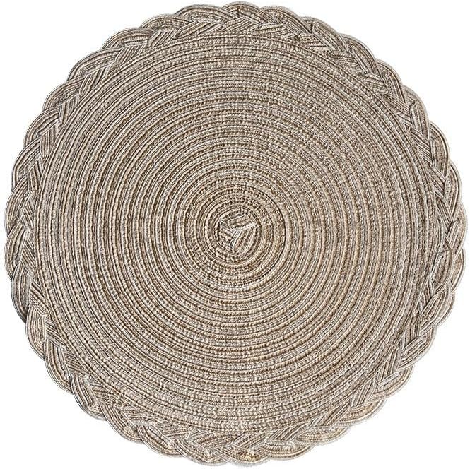 Woven Cotton Placemat, Round Natural Fiber Dining Table Mat with