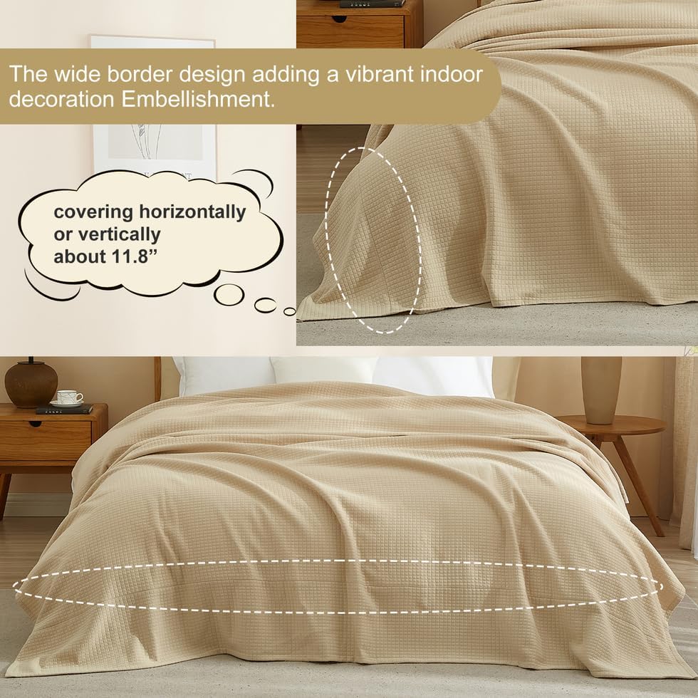 AMWAN Cozy Queen Blankets Khaki for Couch Cotton Blend Jersey Knit Bed