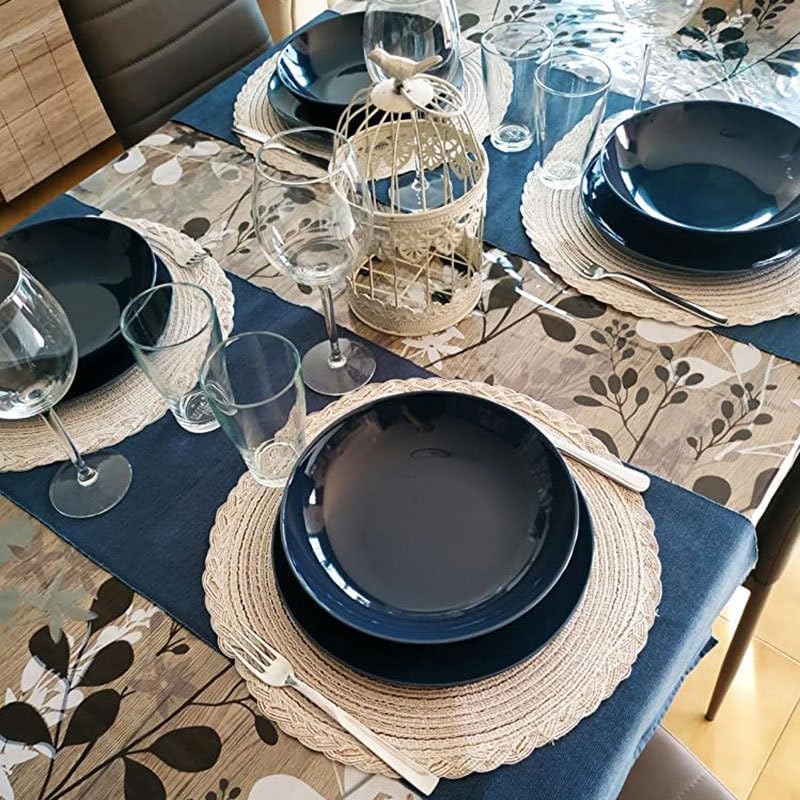 Woven Cotton Placemat, Round Natural Fiber Dining Table Mat with