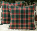 AQOTHES Christmas Plaid Decorative Throw Pillow Covers Green Red 22x22