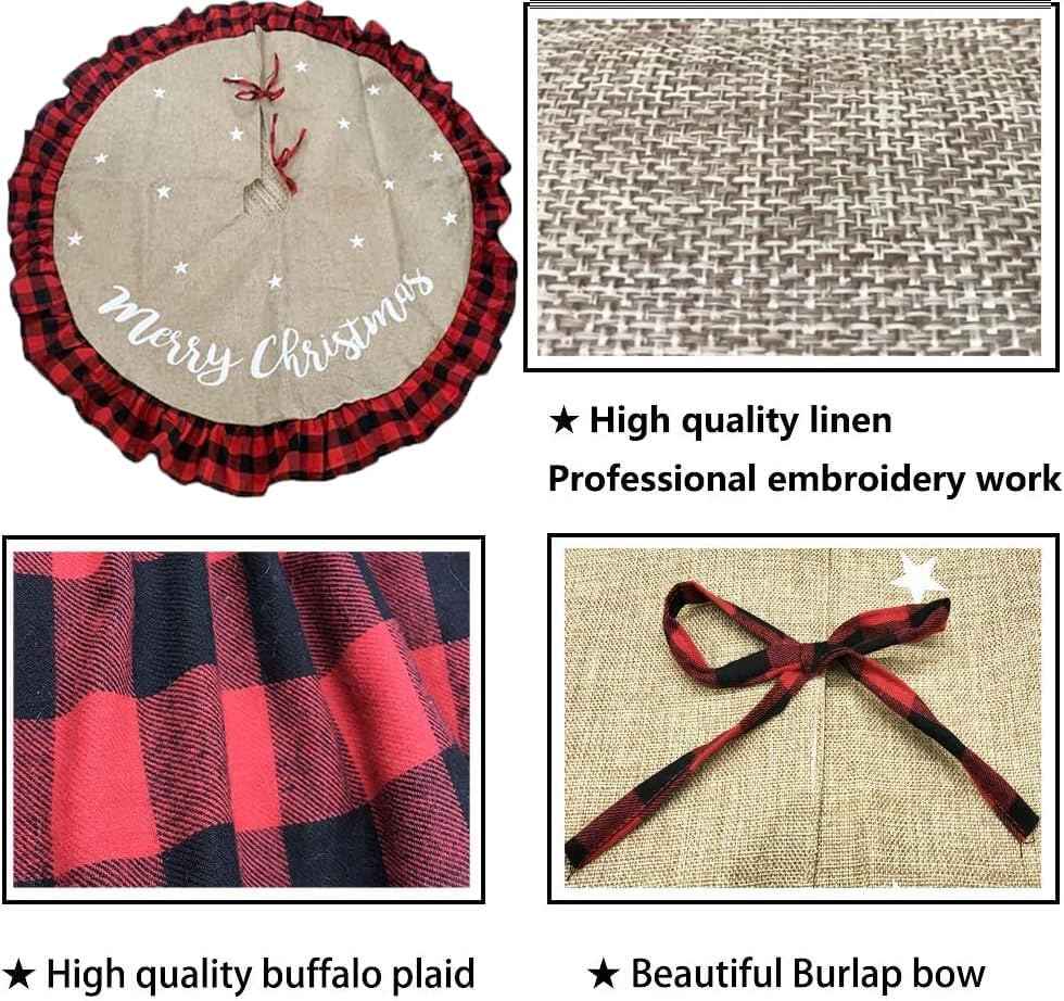 AISENO 48 Inch Red and Black Buffalo Plaid Tree Skirt