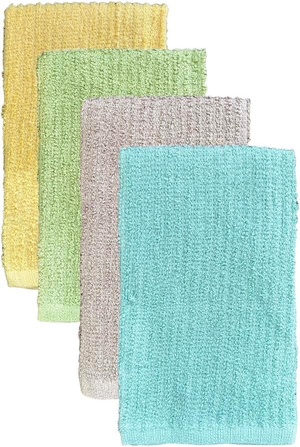 4 Pack, 100% Cotton Terry Bar Mop Kitchen Cleaning Towels, Restaurant